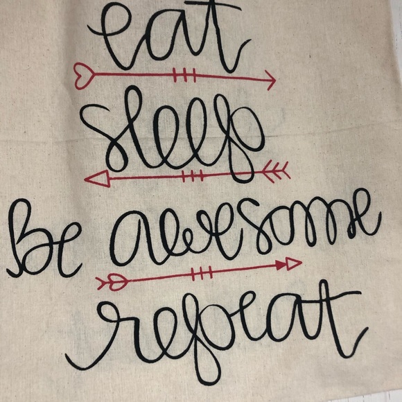 Eat Sleep Be Awesome Repeat Cotton Tote Bag NWT - Picture 4 of 6